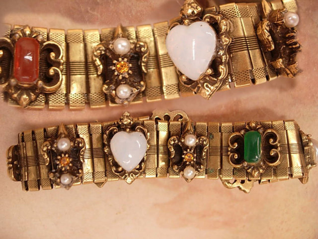 Vintage Art Deco Bookchain Bracelet pearls carnelian and more jewels