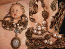 ANtique French Locket St Anne genuine pearl necklace