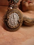 ANtique French Locket St Anne genuine pearl necklace