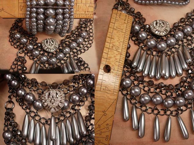 Statement Chandelier necklace HUGE bracelet EDWARDIAN style DRAMATIC