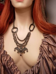 Bat necklace Gothic Jewelled Vampire Bats in her belfry