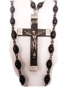 Antique gothic BLack France depose necklace with red glass rose drop and black crucifix