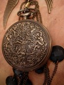 Nude pocketwatch relief necklace with antique paste settings