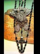 Gothic Cross Chandelier necklace sterling medals rich black swags