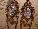 Bizarre gothic Macabre Corpse memoriam earrings with bats and chains and more
