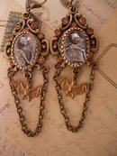 Bizarre gothic Macabre Corpse memoriam earrings with bats and chains and more