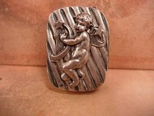ANtique STerling Box Cherub hidden compartment miniature