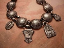 Vintage Sacred French Medals Sterling Bracelet Signed