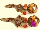 Huge FIREBALL Crystal Gypsy Ruby glass BIg Drop earrings