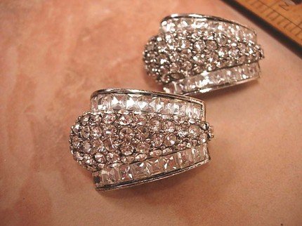 Amazing vintage Drama Queen HUGE rhinestone earrings