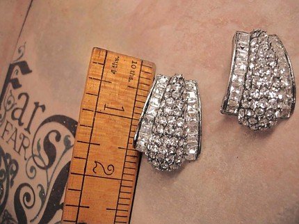 Amazing vintage Drama Queen HUGE rhinestone earrings