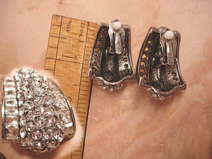 Amazing vintage Drama Queen HUGE rhinestone earrings