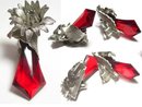 Vintage chunky RED prism flowered over the top earrings