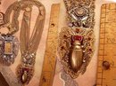 Bizarre Egyptian Scarab jeweled swag necklace dripping in chains