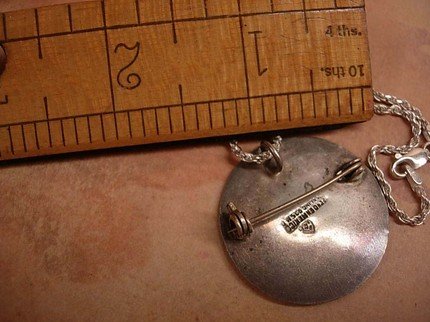 1950's Sterling Caballero Winged Indian Coin Necklace SIGNEd and hallmarked