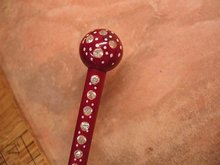 VINTAGE Deco Hatpin with RED Paste Rhinestone Celluloid LONG Flapper design