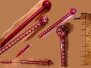 VINTAGE Deco Hatpin with RED Paste Rhinestone Celluloid LONG Flapper design