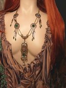 VIntage Dramatic Spider signed Czech GLass necklace With beetles tassels and glass stones everywhere