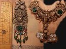 VIntage Dramatic Spider signed Czech GLass necklace With beetles tassels and glass stones everywhere