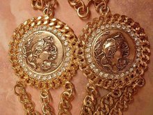 GOthic revival medallion thick chain necklace with nouveau faces