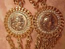 GOthic revival medallion thick chain necklace with nouveau faces