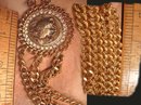 GOthic revival medallion thick chain necklace with nouveau faces