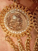 GOthic revival medallion thick chain necklace with nouveau faces