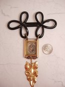VIntage 1897 Louisiana Rag Huge charm watch fob brooch with miniature glass cased music