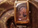 Shrine necklace with holy cross relic and miniature pearl virgin Mary & child portrait
