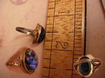 Vintage Art Deco Black OPAL Egyptian Revival Ring