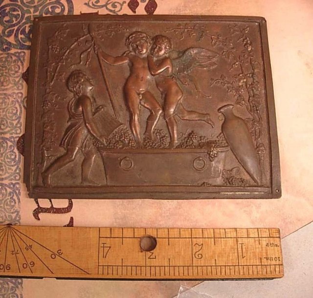 Rare Antique Bronze Cherub Coffin Plate Late 1800's plaque