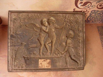 Rare Antique Bronze Cherub Coffin Plate Late 1800's plaque