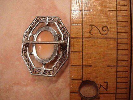 Victorian sterling Hallmarked Cameo Brooch with filigree frame