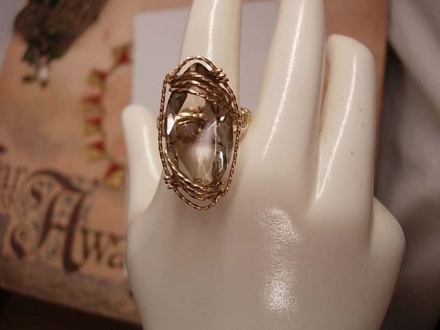 HUGE 15 ct Smoky Topaz Ring in Modernist setting