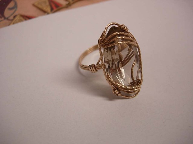 HUGE 15 ct Smoky Topaz Ring in Modernist setting