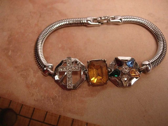 UNUSUAL Double chapter Fraternal bracelet eastern star and white shrine of Jerusalem
