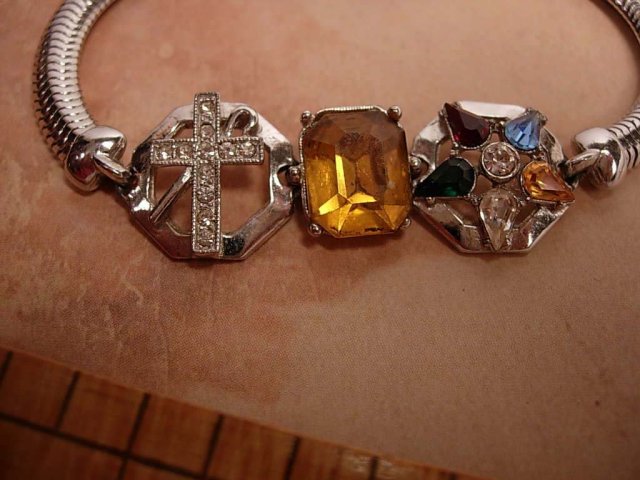UNUSUAL Double chapter Fraternal bracelet eastern star and white shrine of Jerusalem