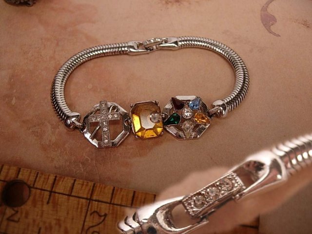 UNUSUAL Double chapter Fraternal bracelet eastern star and white shrine of Jerusalem