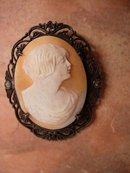 Antique sterling Flapper genuine carved cameo with marcasites BRooch