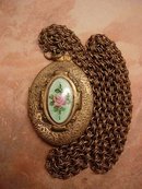 Antique deco Guilloche enamel Locket necklace JUST GORGEOUS