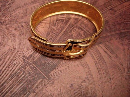 ANtique Enamel Mourning Victorian Buckle Bracelet