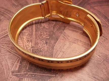 ANtique Enamel Mourning Victorian Buckle Bracelet