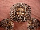 HUge Vintage Bacchus Relief bracelet hinged with figural mythology gargoyle God