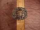 HUge Vintage Bacchus Relief bracelet hinged with figural mythology gargoyle God