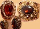 Baroque vintage Victorian Revival jeweled bracelet earrings and RING parure