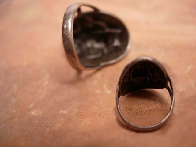 Antique Sterling Mucha Goddess Face Love token Ring