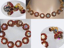 Fabulous WEiss signed Aurora borealis FLorette Necklace bracelet and earrings