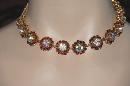 Fabulous WEiss signed Aurora borealis FLorette Necklace bracelet and earrings