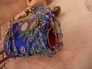Vintage silk Rosary case with rosary and medal