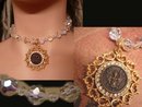 ANtique Nouveau jeweled Angel Crystal choker Necklace